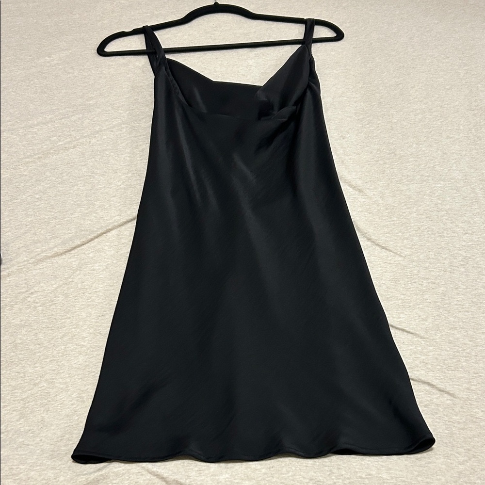 Cowel Neck Black Slip Dress